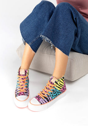 Multicolour Animal Print Hi-Top Sneakers Canvas