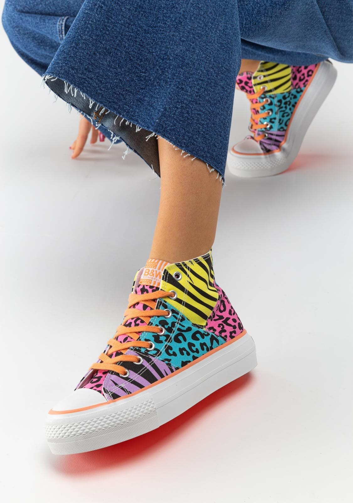 Multicolour Animal Print Hi-Top Sneakers Canvas