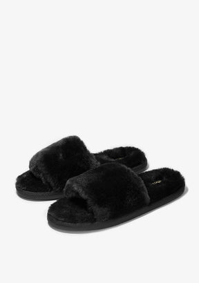 Open Toe Black Home Slipper