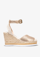 Platinum Metallized Wedge Espadrilles