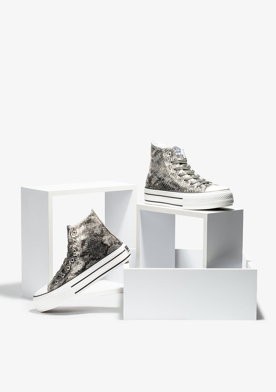 Snake Platform Hi Top Sneakers