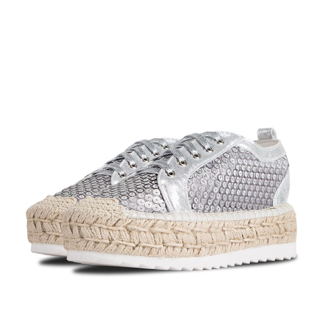 Sporty Espadrilles Kea Silver Sequins