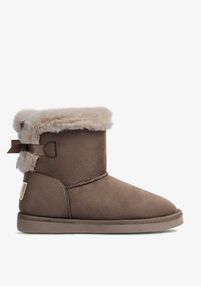 Taupe Fur Bow Australian Boots Water Repellent