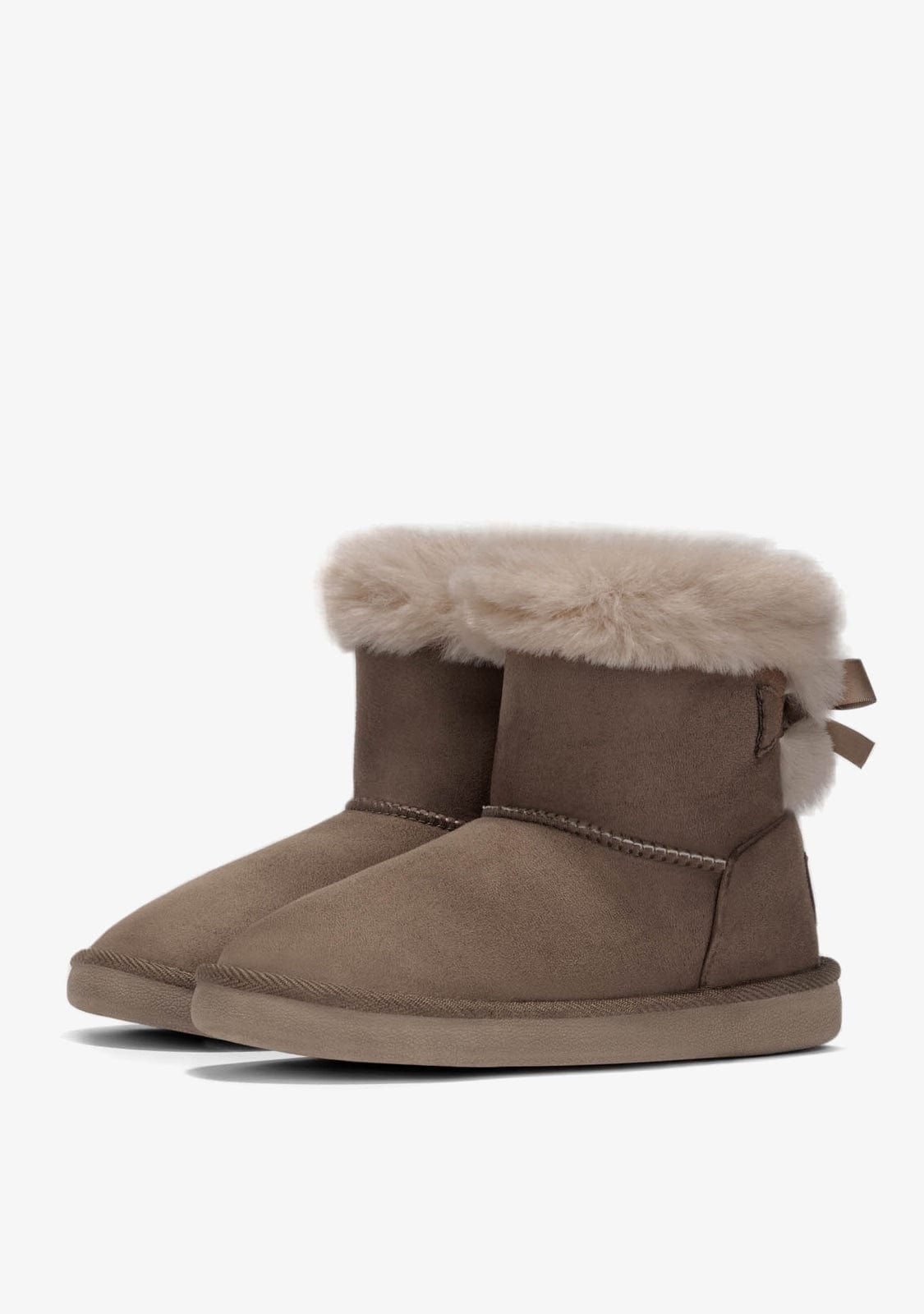 Taupe Fur Bow Australian Boots Water Repellent