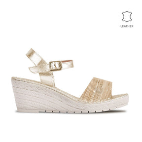 Wedge Gavi Beige Metal Leather