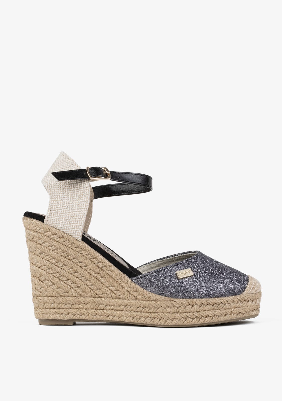 Wedge Shoe Espadrilles Capri Black Glitter