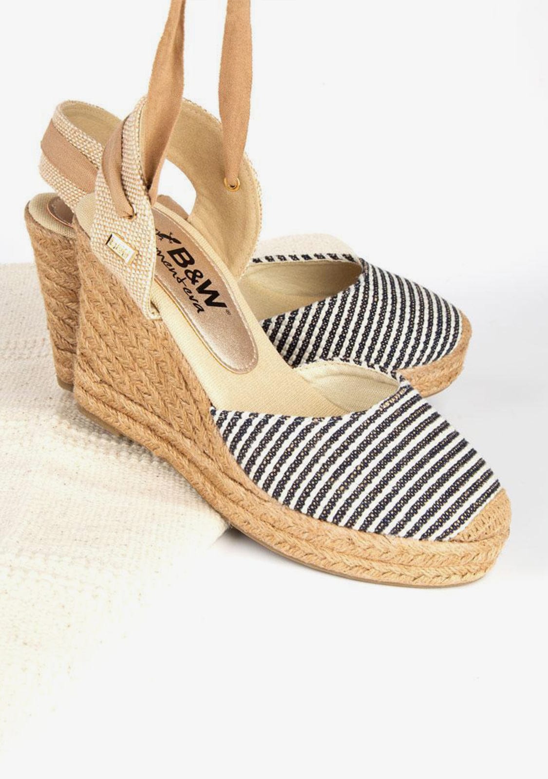 Wedge Shoe Espadrilles Capri Navy Stripes