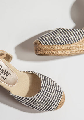 Wedge Shoe Espadrilles Capri Navy Stripes