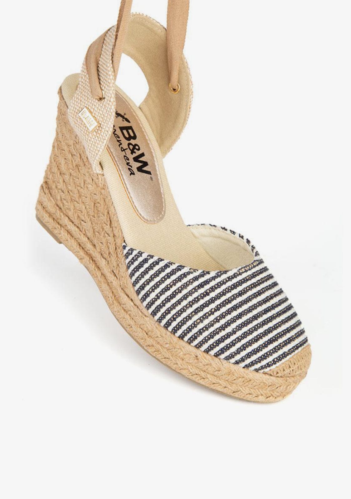 Wedge Shoe Espadrilles Capri Navy Stripes