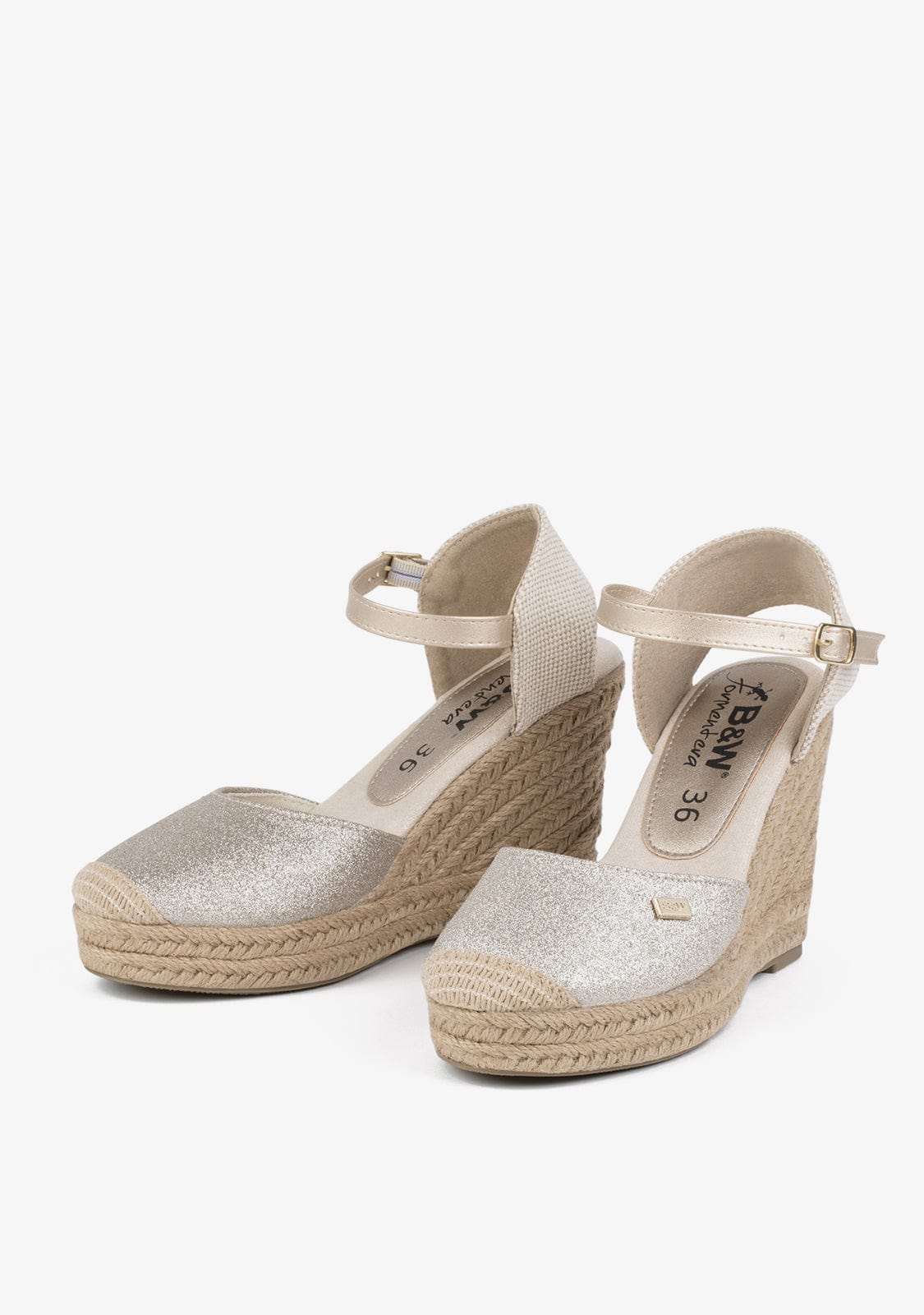 Wedge Shoe Espadrilles Capri Platinum Glitter