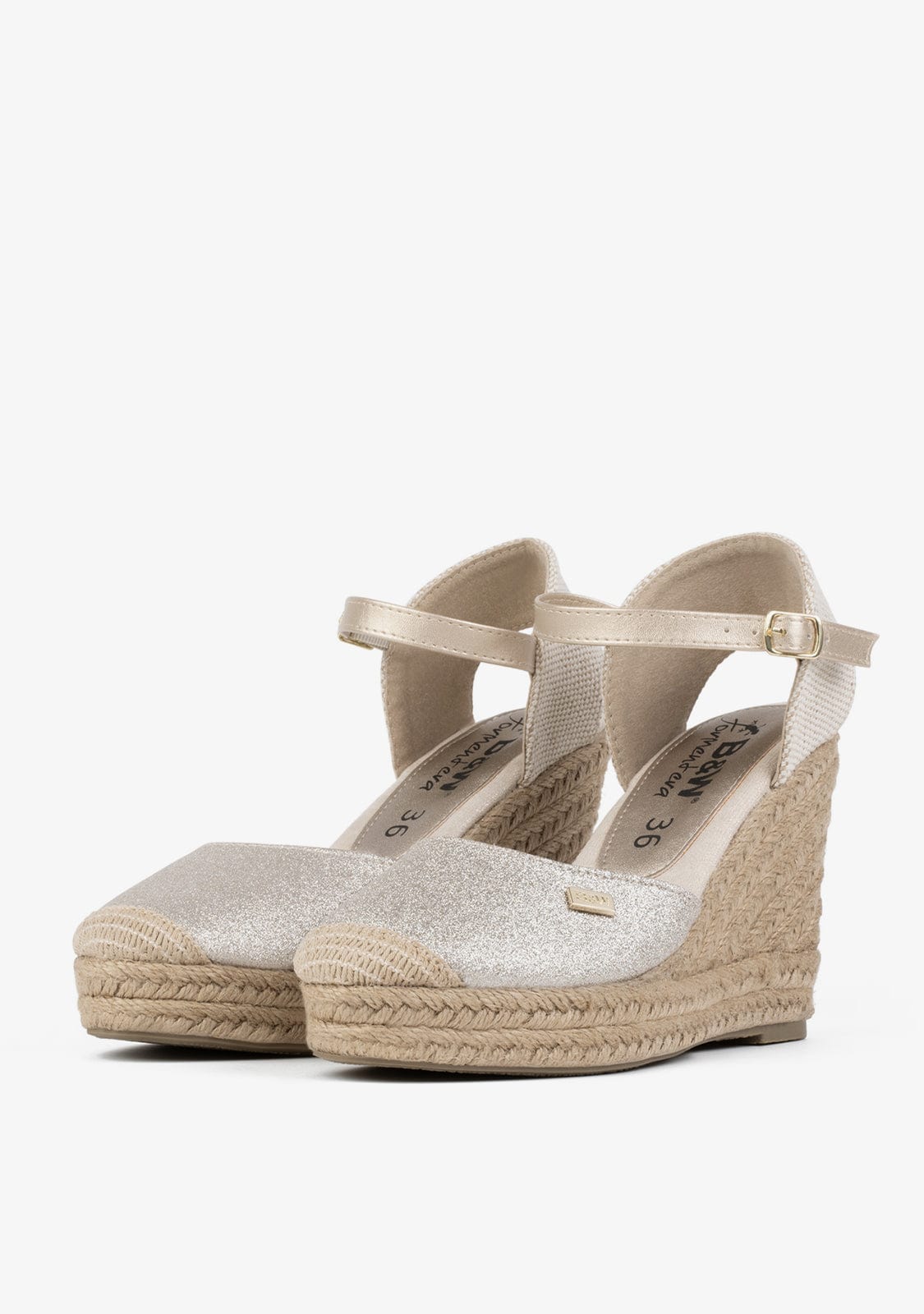 Wedge Shoe Espadrilles Capri Platinum Glitter