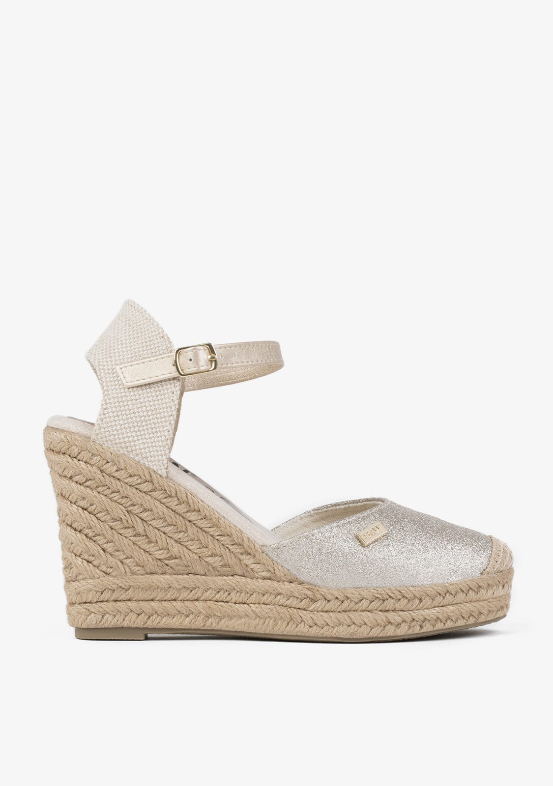 Wedge Shoe Espadrilles Capri Platinum Glitter