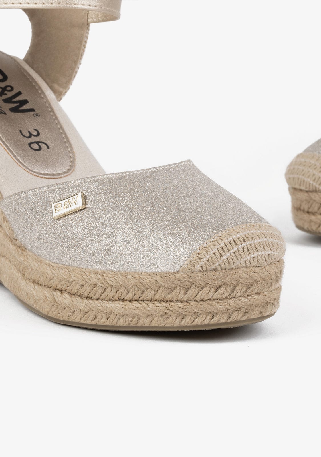 Wedge Shoe Espadrilles Capri Platinum Glitter