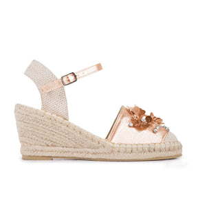 Wedge Shoe Espadrilles Topi Metal Rose Gold