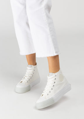 White Basic Hi-Top Sneakers Canvas