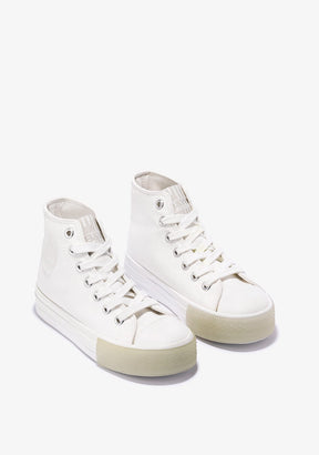 White Basic Hi-Top Sneakers Canvas