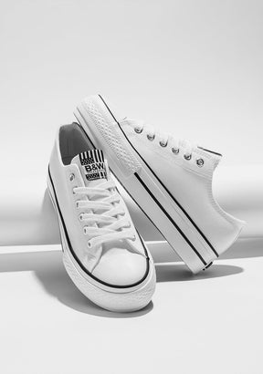 White Platform Basic Sneakers