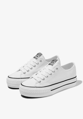 White Platform Basic Sneakers