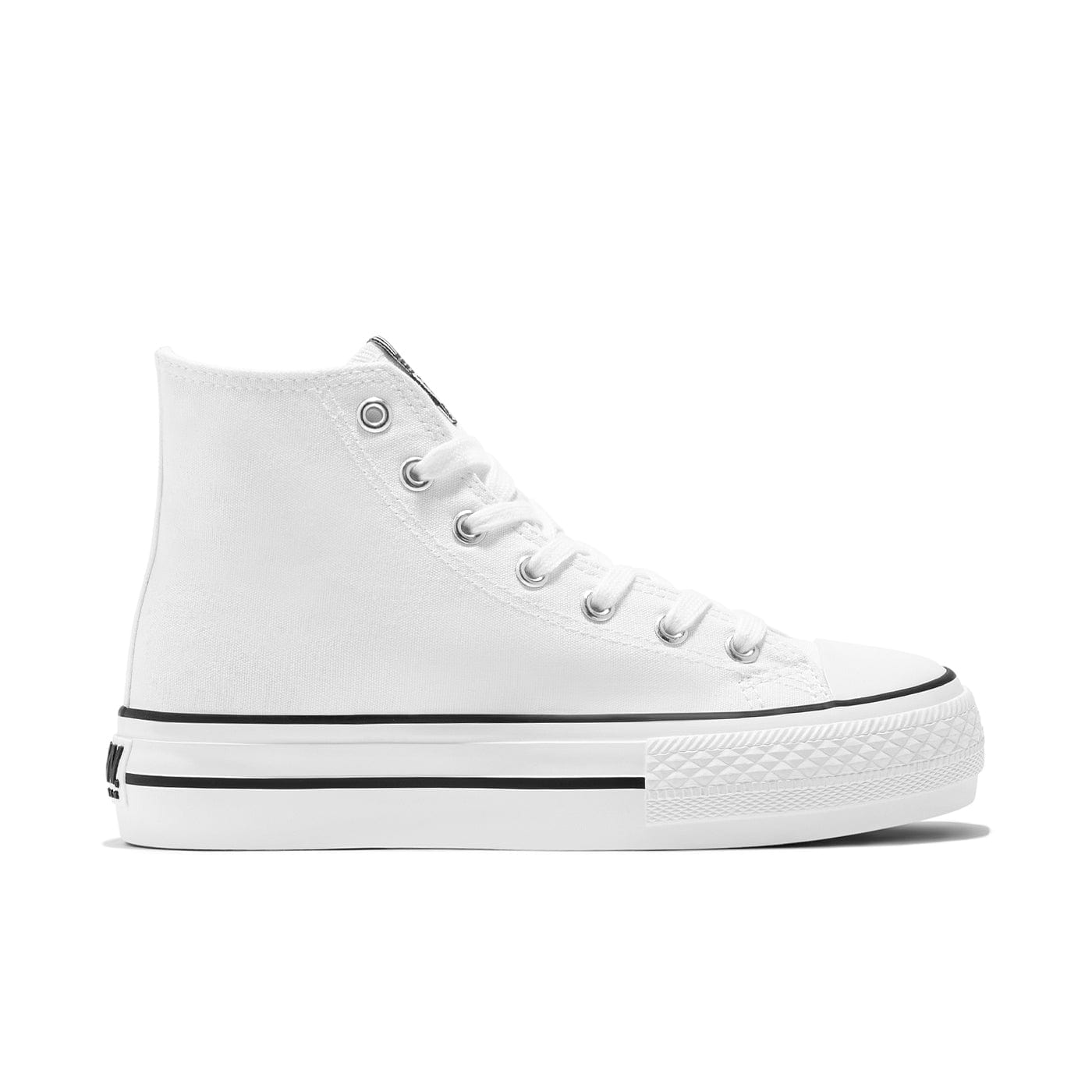 White Platform Hi-Top Basic Sneakers