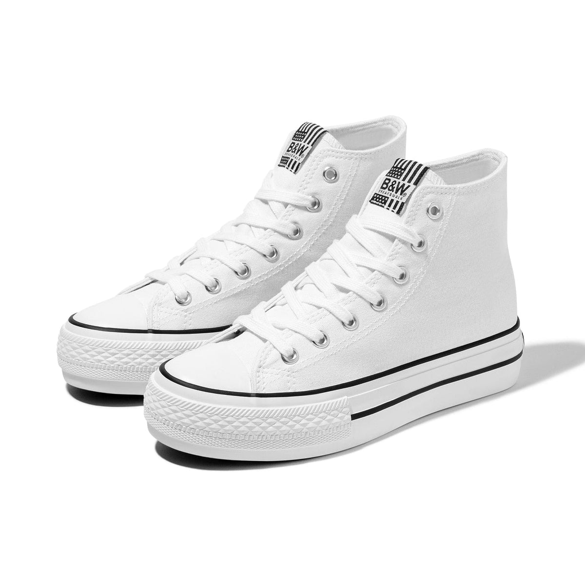 White Platform Hi-Top Basic Sneakers