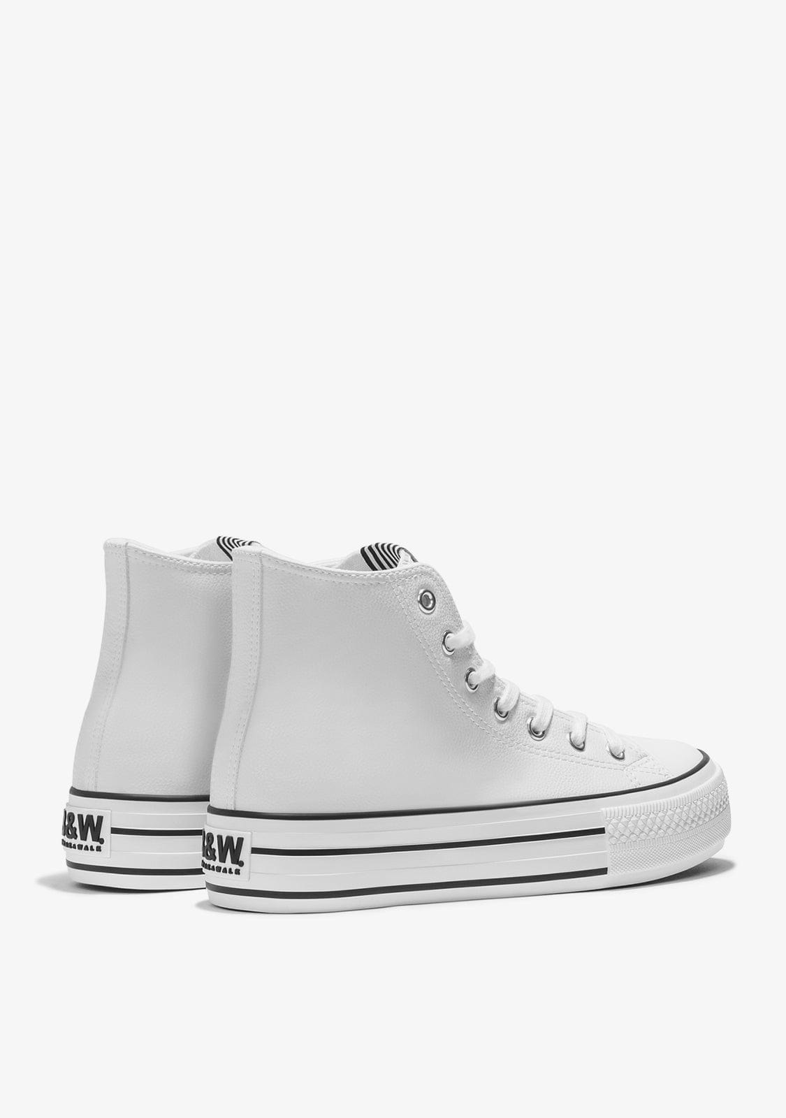 White Platform Hi-Top Sneakers Nappa