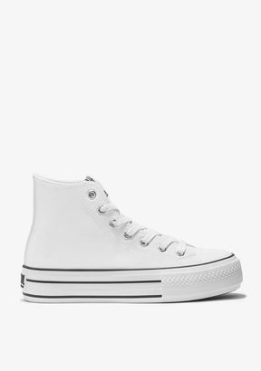 White Platform Hi-Top Sneakers Nappa